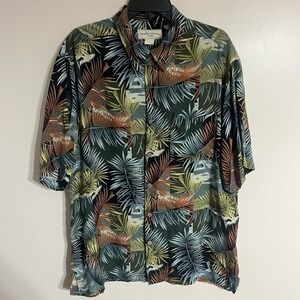 Paradise Collection By Cezani Men's Hawaiian Shirt 100% Silk Tropical Size Large